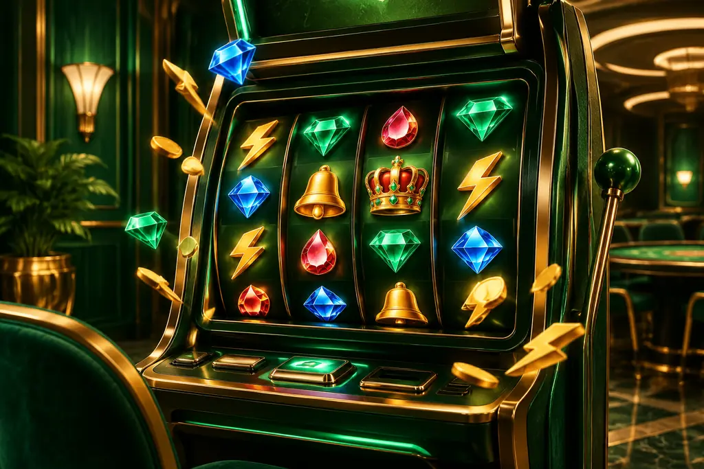 Mesin slot dan ornamen petir emas dengan susunan permata